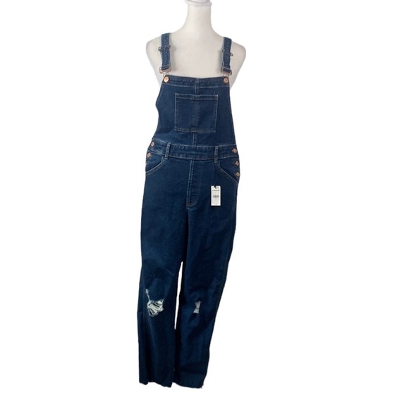 Express Ripped Straight Jean Overalls- NWT - Picture 2 of 16